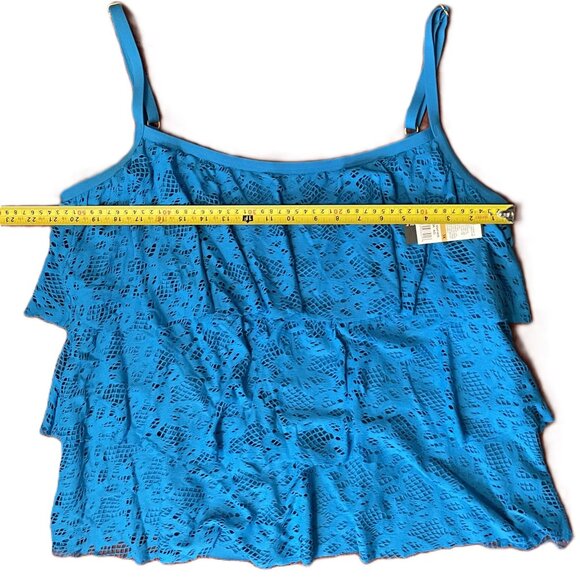KENNETH COLE REACTION Womens BLUE 3 TIERED Swimsuit Top 3X Plus New w Tags 1066A - Picture 7 of 8